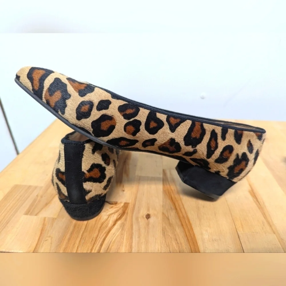 Vintage Sesto Meucci Pony Hair Leopard Print Flats Made in Spain Leather 9